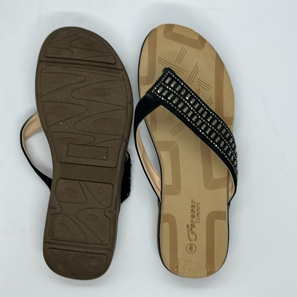 Women's Black beaded Sandals Forever Comfort Size 9 - Picture 4 of 8
